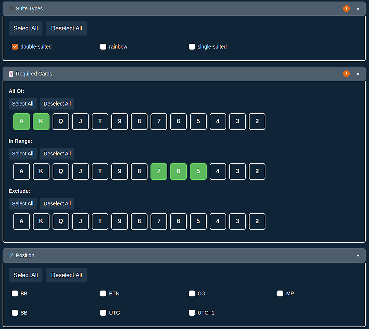Card Range Filter
